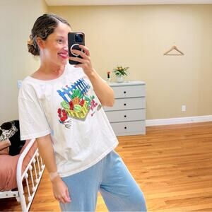 Vintage White Stag White Fruit Veggie Produce Tee XL